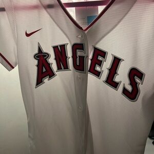 Nike White and Red Baseball Jersey